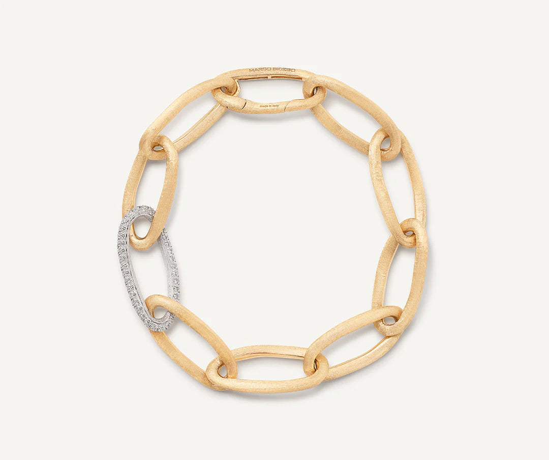 JAIPUR LINK NEW  Bracciale a maglie ovali in oro giallo 18 carati con diam