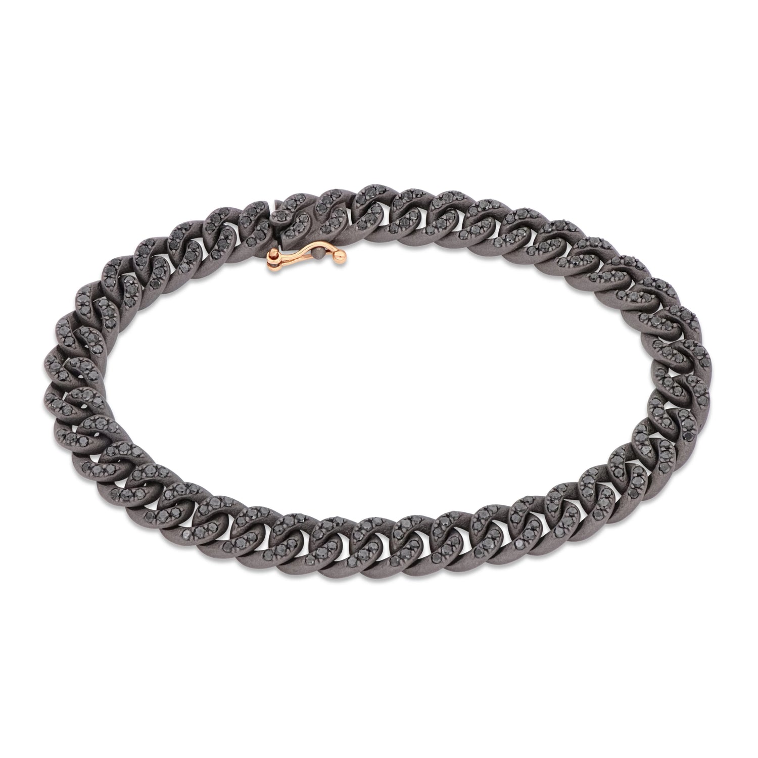 BRACCIALE GROUMETTE IN TITANIO, DIAMANTI BLACK E ORO ROSSO 18 KT