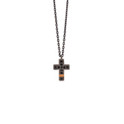 Collana uomo in titanio, diamanti black e oro rosso 18 kt, oro rosso 9 kt e catena