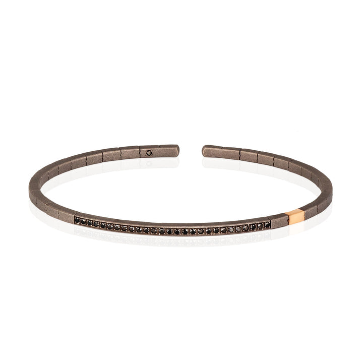 BRACCIALE A MOLLA IN TITANIO, ORO ROSSO 9 KT E 27 DIAMANTI BLACK DA 1 PUNTO