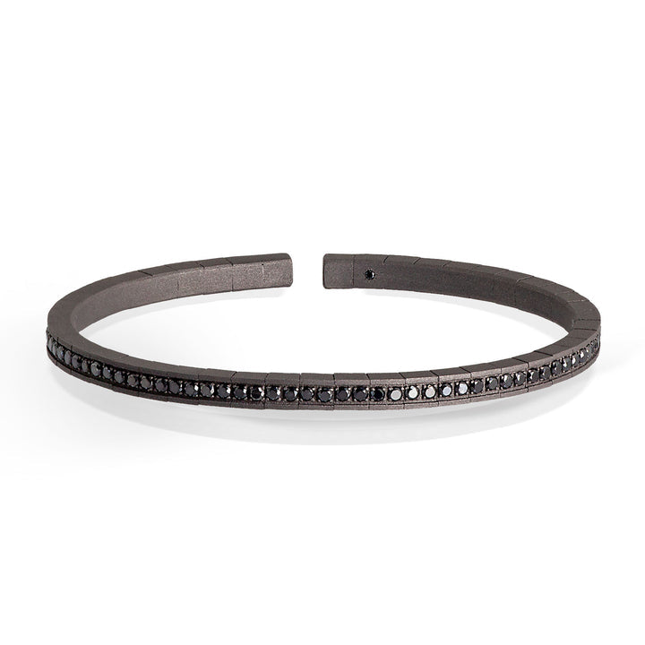 BRACCIALE UOMO A MOLLA BIG IN TITANIO TUTTO INCASSATO CON DIAMANTI BLACK