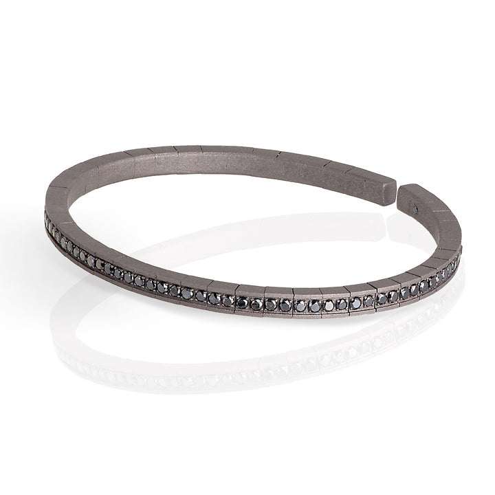 BRACCIALE UOMO A MOLLA BIG IN TITANIO TUTTO INCASSATO CON DIAMANTI BLACK