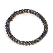 Bracciale uomo linea groumette in titanio, zaffiri blu e oro rosso 18 kt