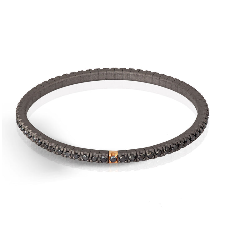 BRACCIALE TENNIS IN TITANIO, ORO ROSSO 18 KT E DIAMANTI BLACK DA 5 PUNTI