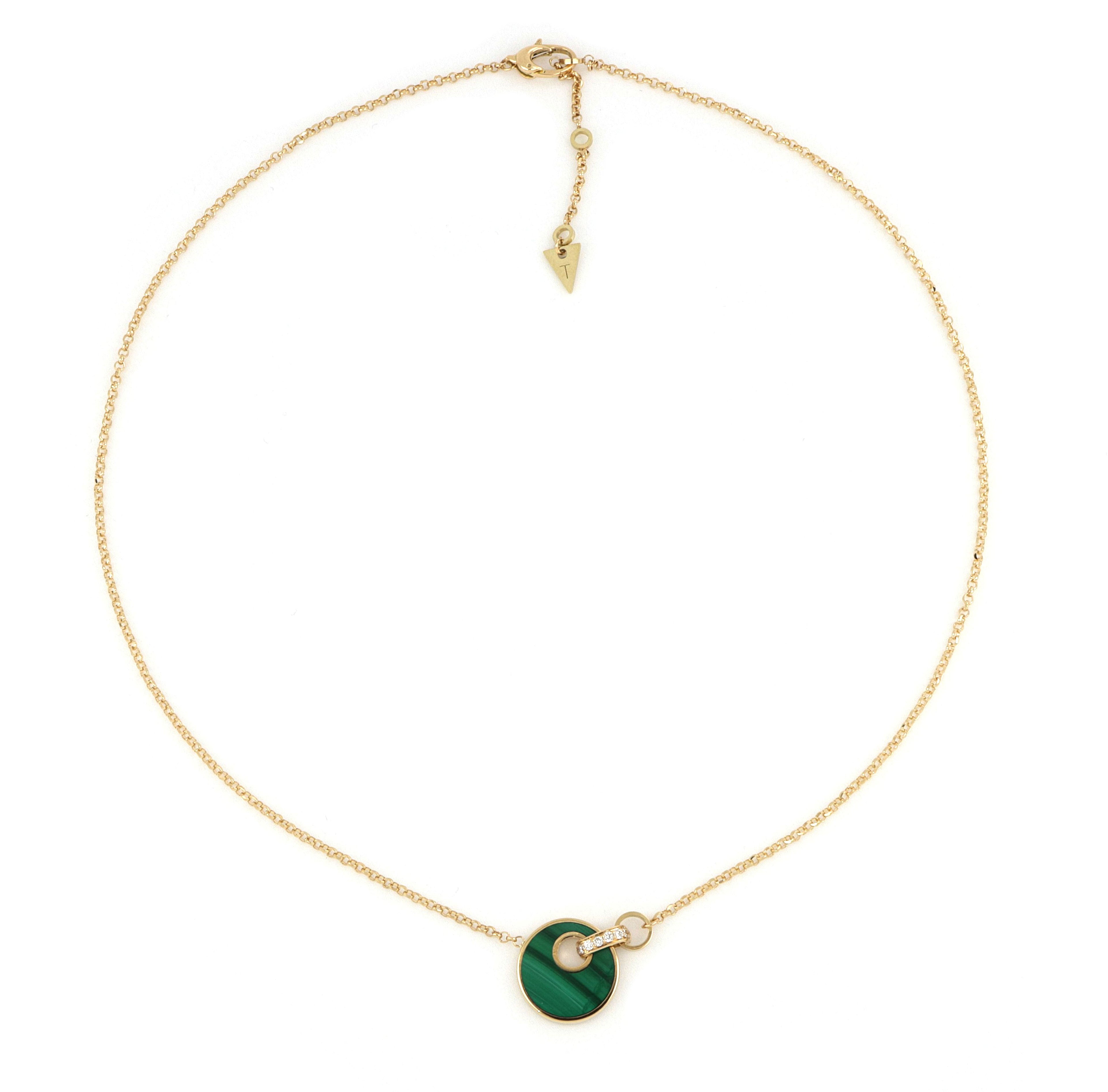 COLLANA GIOVE MALACHITE E DIAMANTI