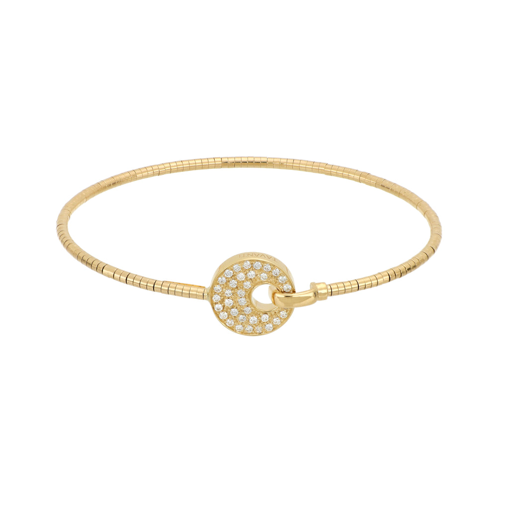 Bracciale rigido Giove oro giallo con pavé di diamanti